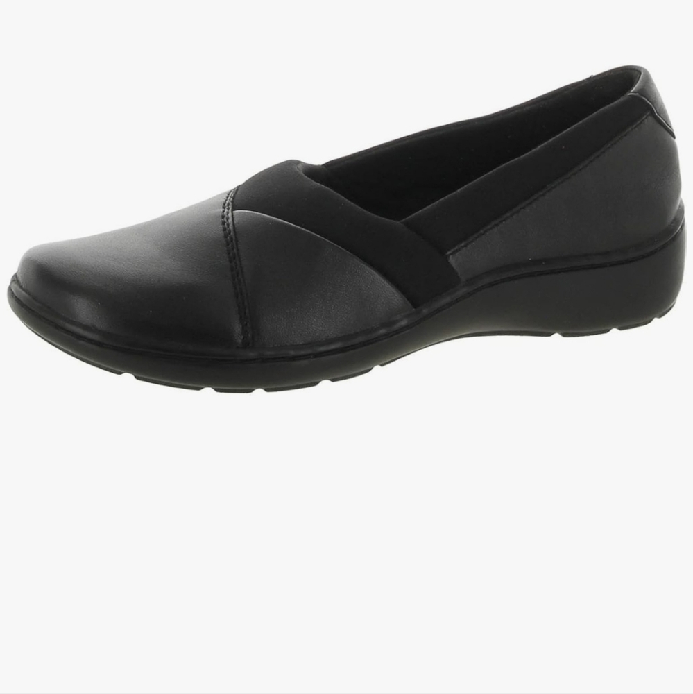 Clarks Black Leather Slip-On Flats